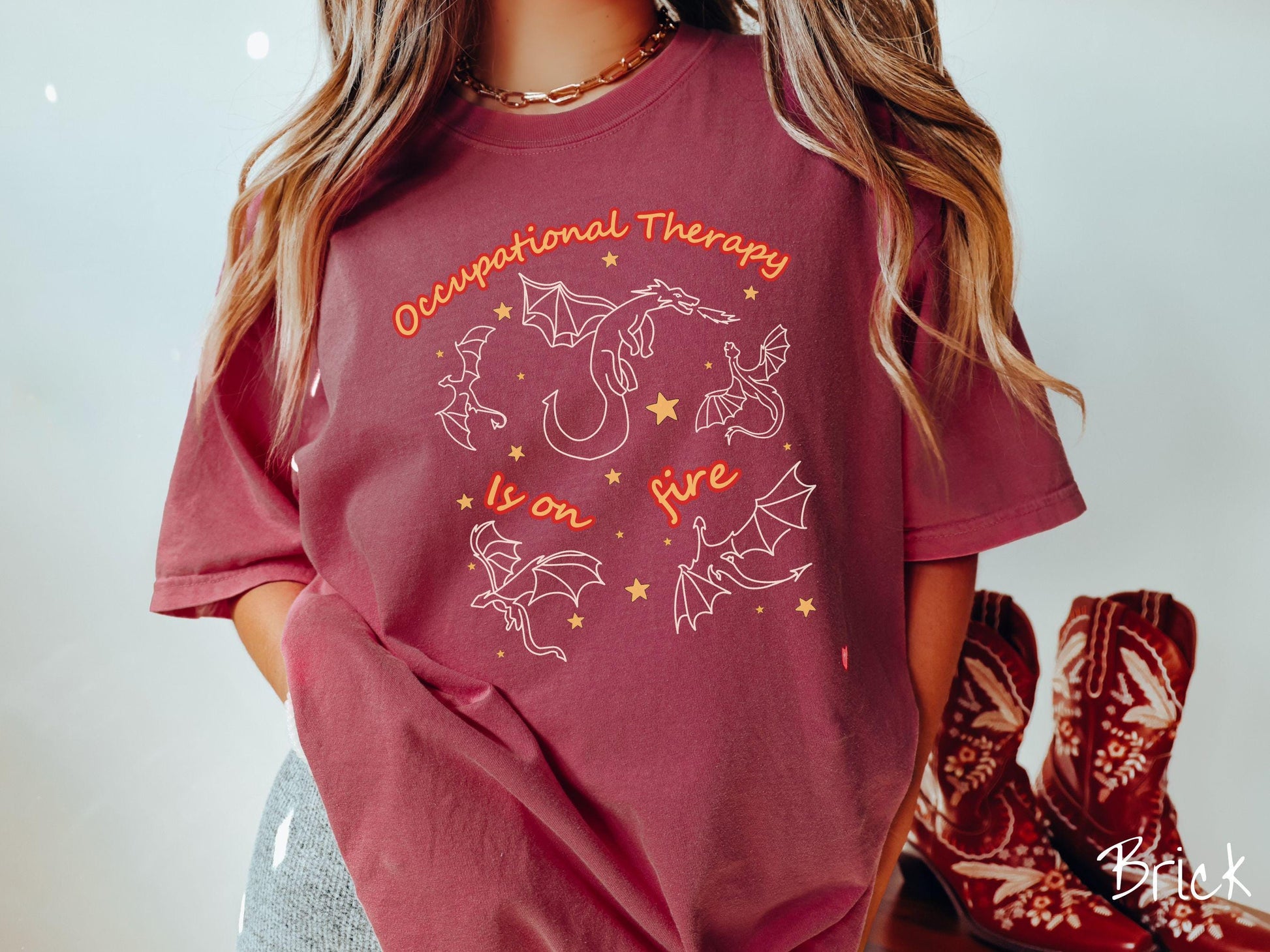 The Dragon Occupational Therapy Comfort Colors Shirt, Fantasy Book Tee, Bookish Dragon Tee, Boho Occupational Therapist