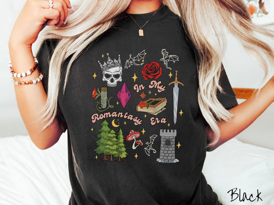 The In My Romantasy Era Comfort Colors Shirt, Fantasy Book Tee, Bookish Dragon Tee, Boho Occupational Therapist