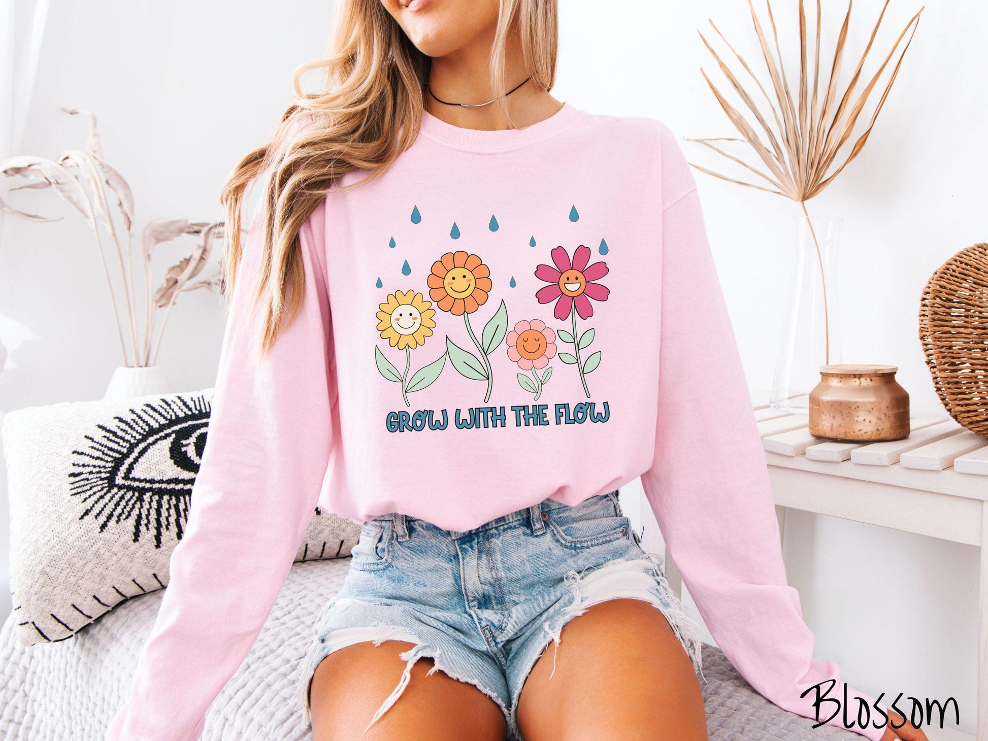 The Grow with the Flow Comfort Colors Long Sleeve Shirt, The Best Garden LoversTee Shirt Gift for Her!
