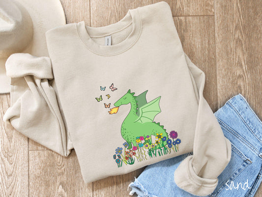 The Boho Floral Dragon Sweatshirt, Fantasy Book Tee, Romantasy Gift T-Shirt, Bookish Dragon Tee, Dragon Pun Tee