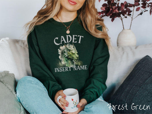 The Custom Dragon Head Cadets Sweatshirt, Personalized Fantasy Book Tee, Romantasy Gift T-Shirt, Bookish Dragon Tee, Bachelorette