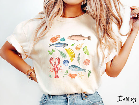 The Coastal Summer Comfort Colors Shirt, Nautical Tee-shirt, European Summer, Fish Aesthetic, East Coast Summer