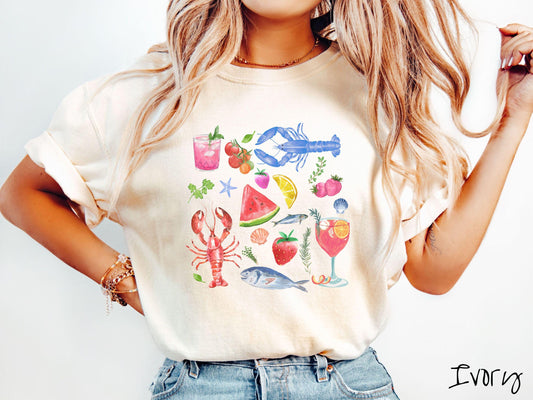 The Trendy Coastal Summer Comfort Colors Shirt, Nautical Tee-shirt, European Summer, Fish Aesthetic, East Coast Summer