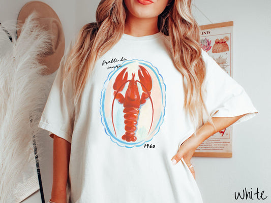 The Frutti Di Mare Lobster Comfort Colors Shirt, Nautical Tee-shirt, European Summer, Fish Aesthetic, East Coast Summer