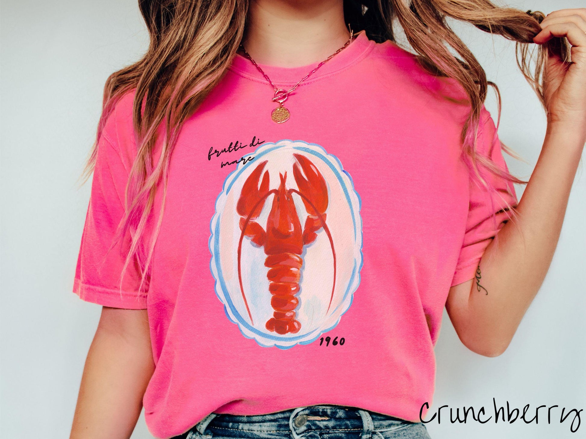 The Frutti Di Mare Lobster Comfort Colors Shirt, Nautical Tee-shirt, European Summer, Fish Aesthetic, East Coast Summer