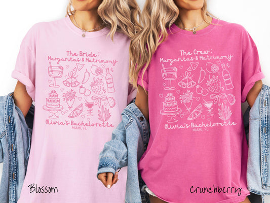 The Custom Margaritas and Matrimony Bachelorette Party Comfort Colors Shirt Custom, Nautical Bride, Personalize Bach Party Shirt, Bridal Tee