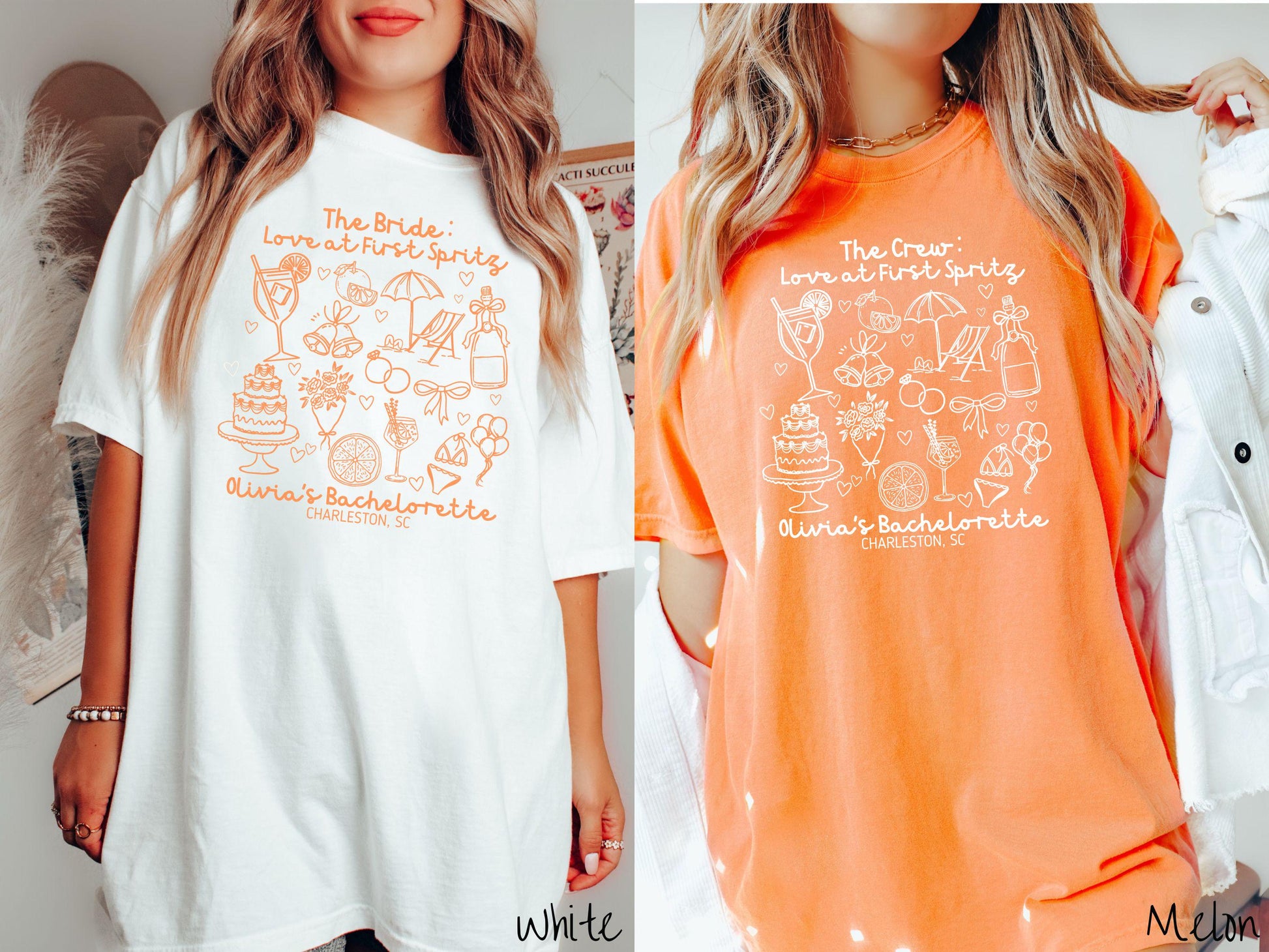 The Custom Love at First Spritz Bachelorette Party Comfort Colors Shirt Custom, Aperol Bride, Personalize Bach Party Shirt, Bridal Tee