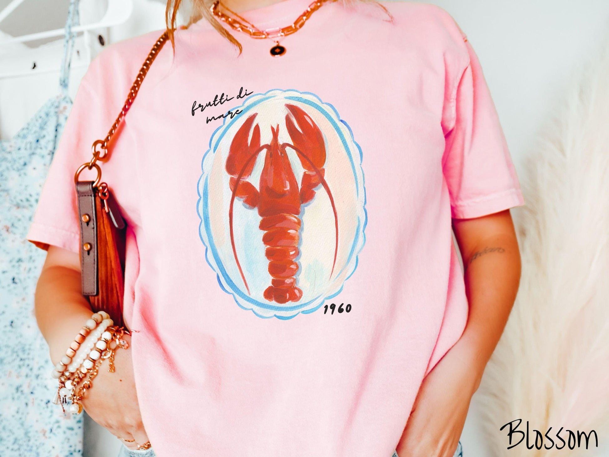 The Frutti Di Mare Lobster Comfort Colors Shirt, Nautical Tee-shirt, European Summer, Fish Aesthetic, East Coast Summer