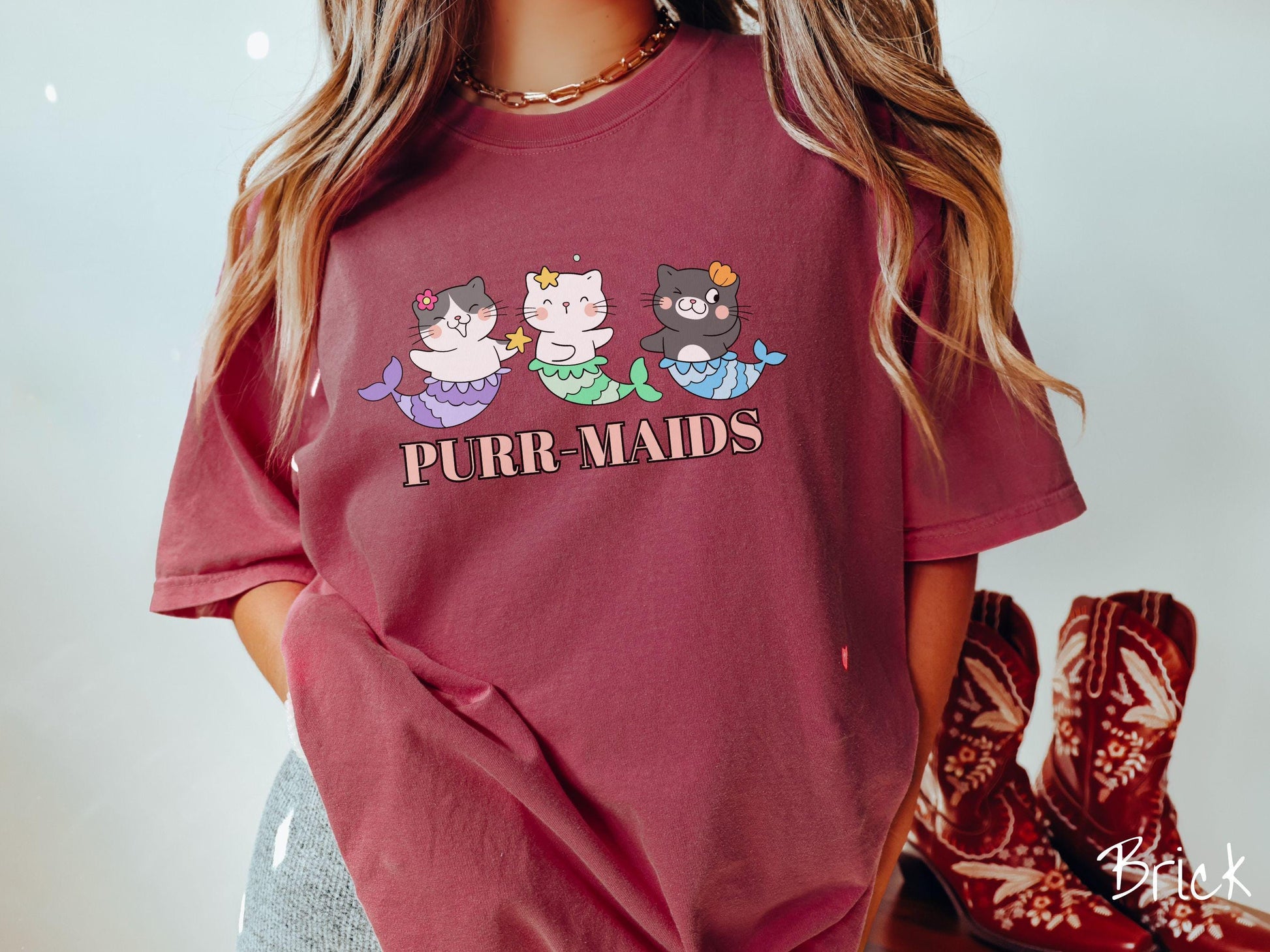 The Purr-Maid Cat Comfort Colors Shirt, Nautical Tee-shirt, Mermaid Cats, Cat Owner Gift, Kitty Pun