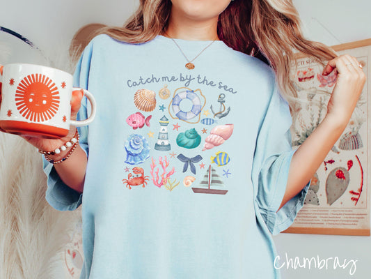 The Nautical Catch Me By The Sea Comfort Colors Shirt, Nautical Tee-shirt, Mermaid Sirencore Shirt, East Coastal Tee, Under The Sea