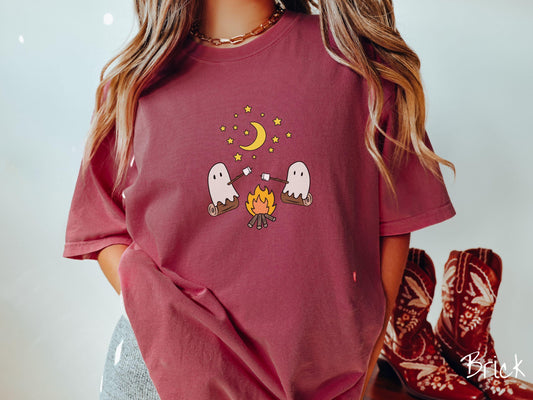 The Cozy Ghosts Camping Comfort Colors Shirt, Camping Ghost Tee, Camp Halloween Shirt, Cute Spooky Tee, Camping Gift Halloween