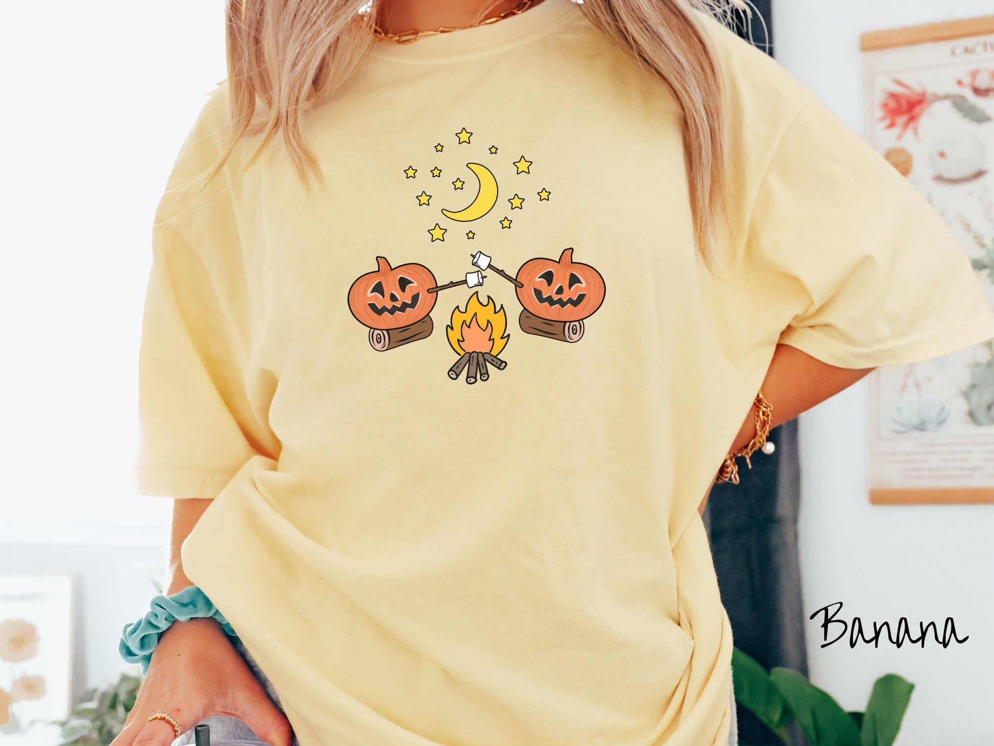 The Cozy Pumpkins Camping Comfort Colors Shirt, Camping Smores Tee, Camp Halloween Shirt, Cute Spooky Tee, Camping Gift Halloween