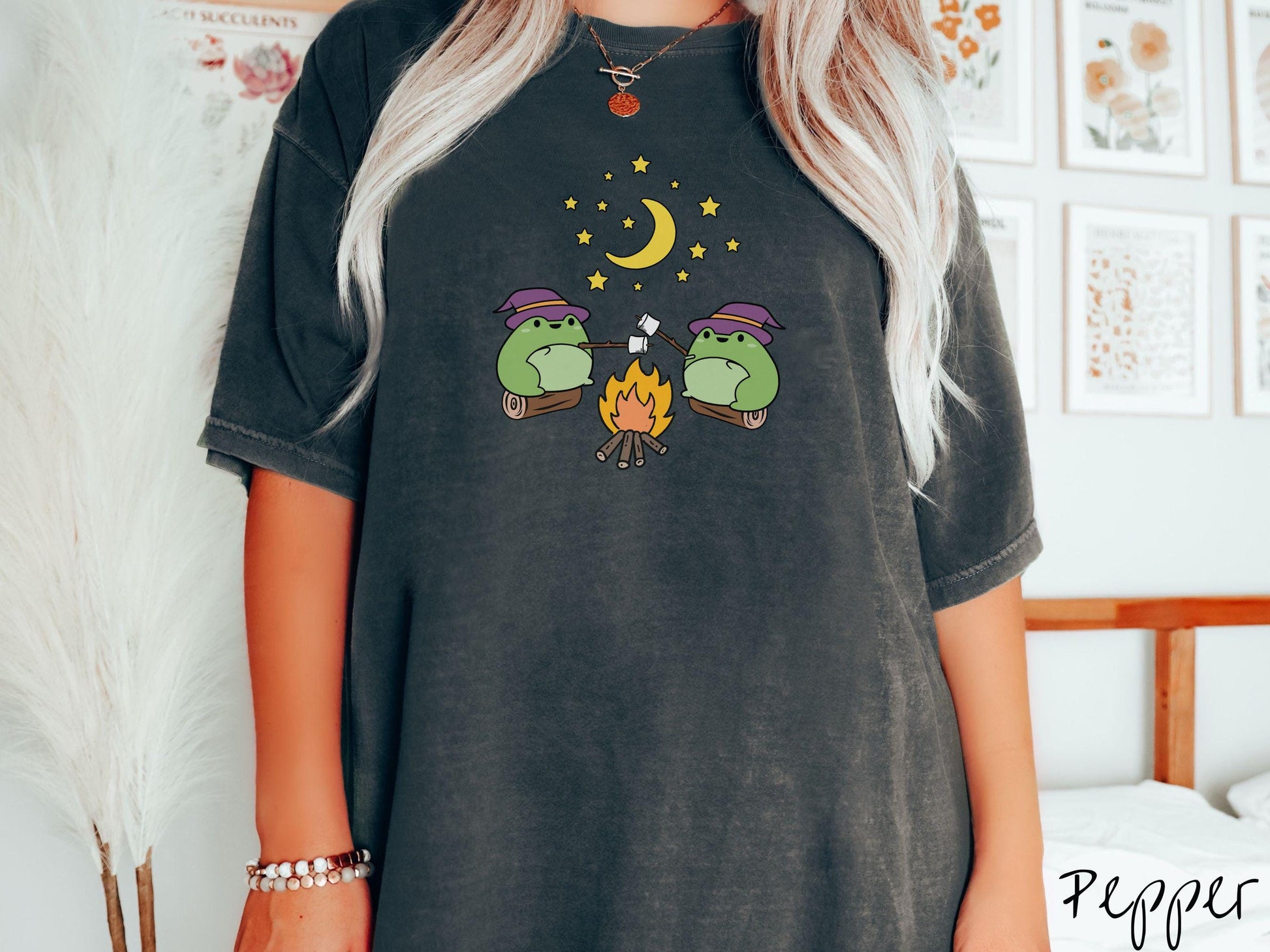 The Witch Frogs Camping Comfort Colors Shirt, Camping Ghost Tee, Camp Halloween Shirt, Cute Spooky Tee, Camping Gift Halloween