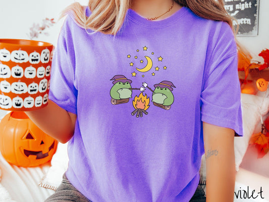 The Witch Frogs Camping Comfort Colors Shirt, Camping Ghost Tee, Camp Halloween Shirt, Cute Spooky Tee, Camping Gift Halloween