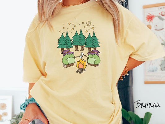 The Witch Frogs Forest Camping Comfort Colors Shirt, Camping Ghost Tee, Camp Halloween Shirt, Cute Spooky Tee, Camping Gift Halloween