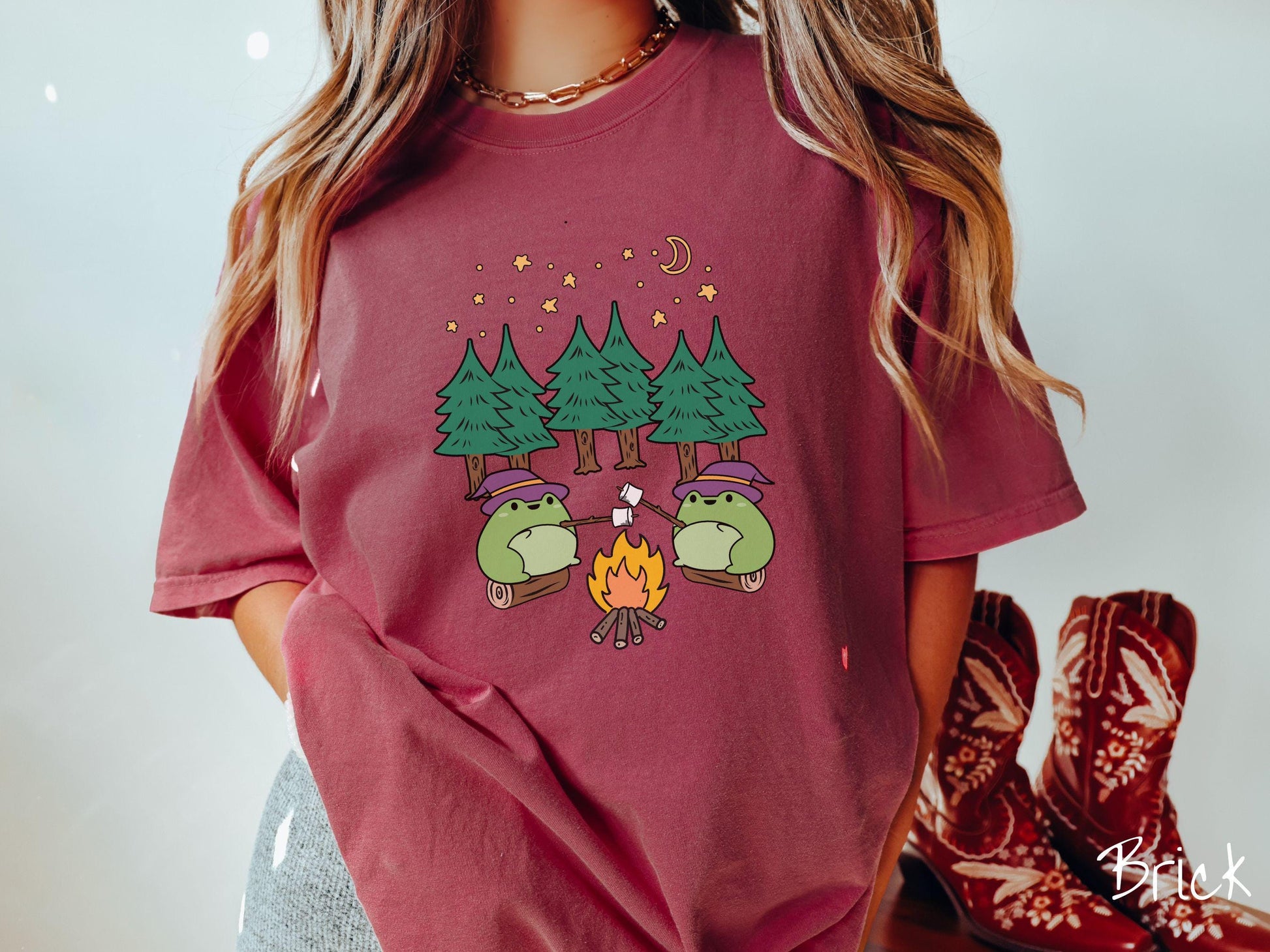 The Witch Frogs Forest Camping Comfort Colors Shirt, Camping Ghost Tee, Camp Halloween Shirt, Cute Spooky Tee, Camping Gift Halloween