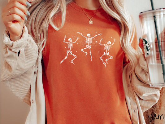 The Vintage Dancing Skeletons Halloween Comfort Colors Shirt, Skeleton Lover Tee, Gothic Skeletons Shirt, Cute Spooky Tee, Halloween Gift