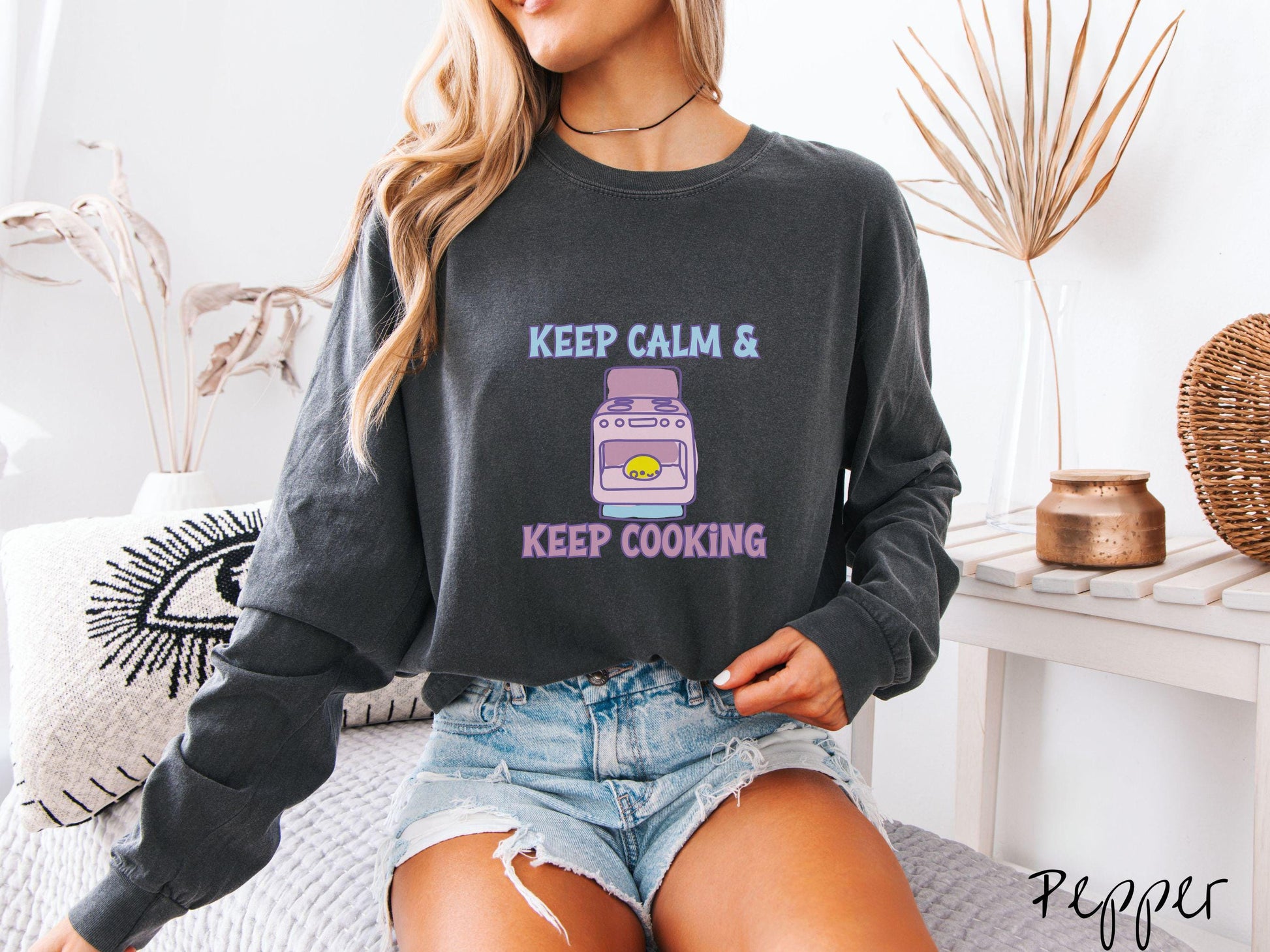 The Retro Bun In The Oven Comfort Colors Long Sleeve Shirt, Gift This Colorful Pregnancy Shirt to your Friends! Keep Cooking Top