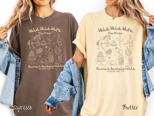 The Custom Wild Rodeo Bachelorette Party Comfort Colors Shirt, Wild Wild Wife, Personalize Bach Party Shirt, Bridal Tee