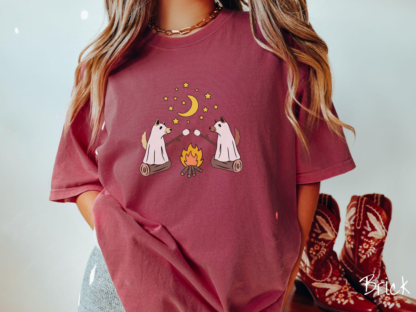 The Dog Ghosts Camping Comfort Colors Shirt, Camping Ghost Tee, Camp Halloween Shirt, Cute Spooky Tee, Camping Gift Halloween