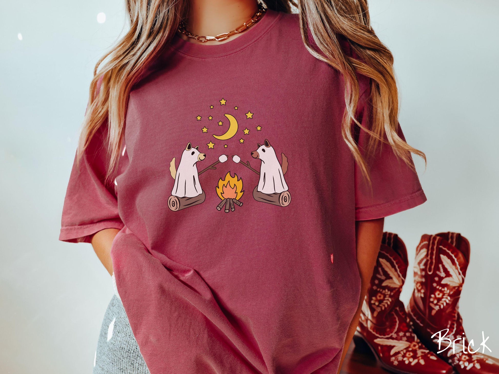 The Dog Ghosts Camping Comfort Colors Shirt, Camping Ghost Tee, Camp Halloween Shirt, Cute Spooky Tee, Camping Gift Halloween