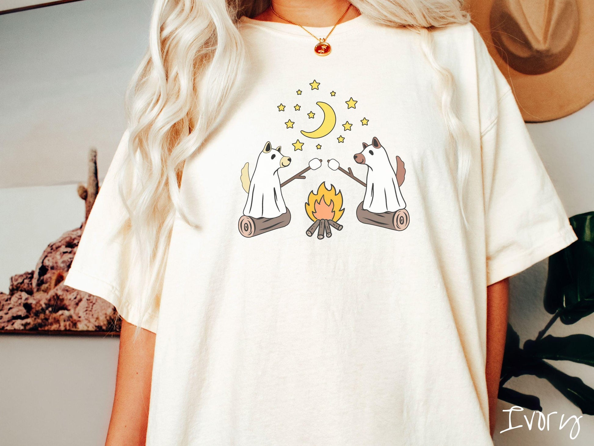 The Dog Ghosts Camping Comfort Colors Shirt, Camping Ghost Tee, Camp Halloween Shirt, Cute Spooky Tee, Camping Gift Halloween