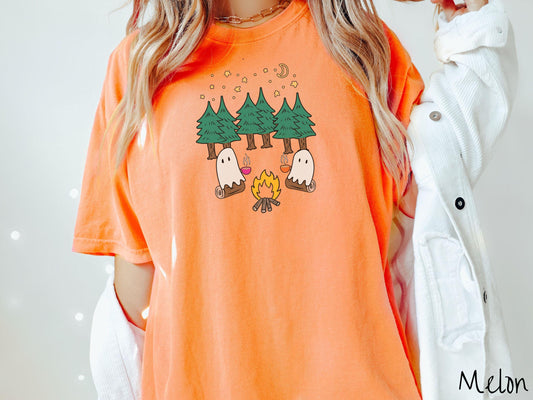 The Ghosts Coffee Camping Comfort Colors Shirt, Camping Ghost Tee, Camp Halloween Shirt, Cute Spooky Tee, Camping Gift Halloween