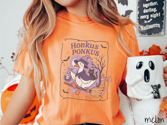 The Honkus Ponkus Good Halloween Comfort Colors Shirt, Goose Pun Shirt, Cute Spooky Tee, Halloween Gift, Witch Shirt Geese