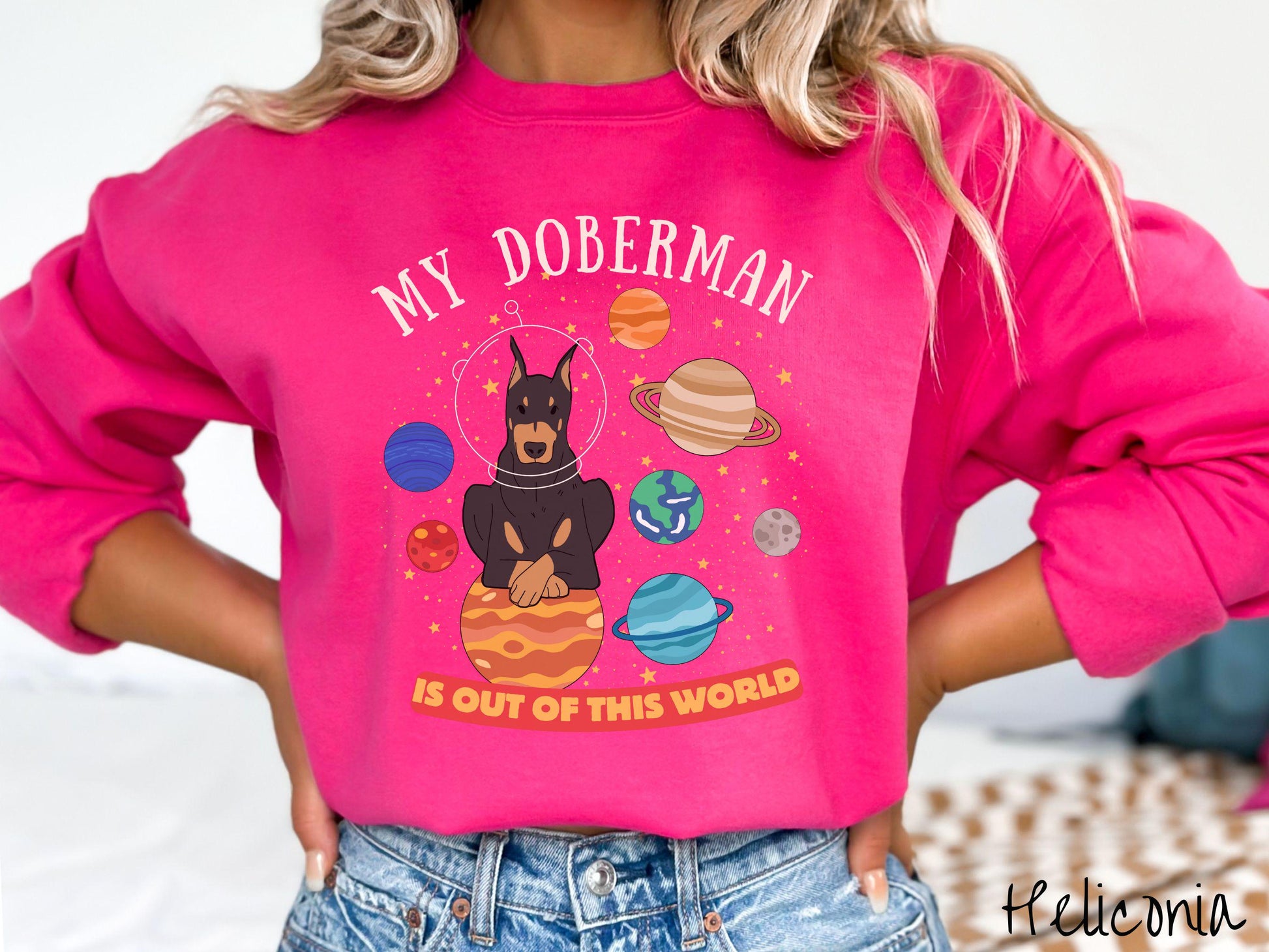 The Black and Tan Doberman Lover Sweatshirt, Gift This Doberman Galaxy Sweatshirt to the Dog Loving Friend in Your Life!