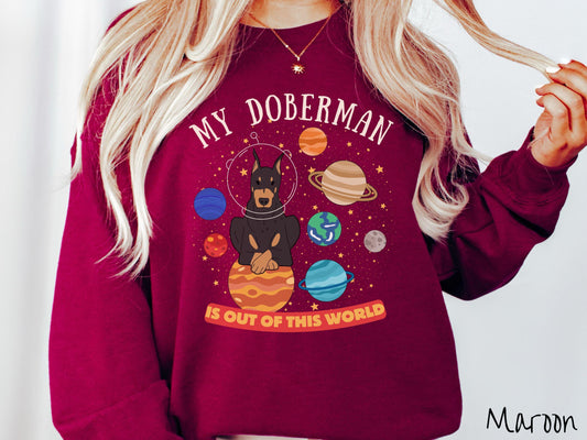The Black and Tan Doberman Lover Sweatshirt, Gift This Doberman Galaxy Sweatshirt to the Dog Loving Friend in Your Life!