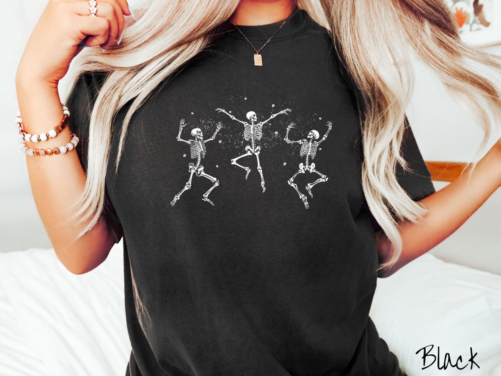 The Vintage Dancing Skeletons Halloween Comfort Colors Shirt, Skeleton Lover Tee, Gothic Skeletons Shirt, Cute Spooky Tee, Halloween Gift