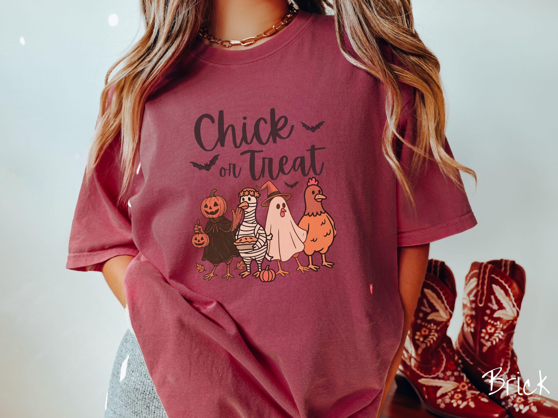 The Chick or Treat Comfort Colors Shirt, Halloween Chicken Shirt, Cute Spooky Tee, Halloween Gift, Retro Halloween