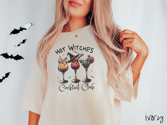 The Bartender Hot Witches Cocktail Club Comfort Colors Shirt, Vintage Halloween Shirt, Cute Spooky Tee, Halloween Gift, Retro Halloween
