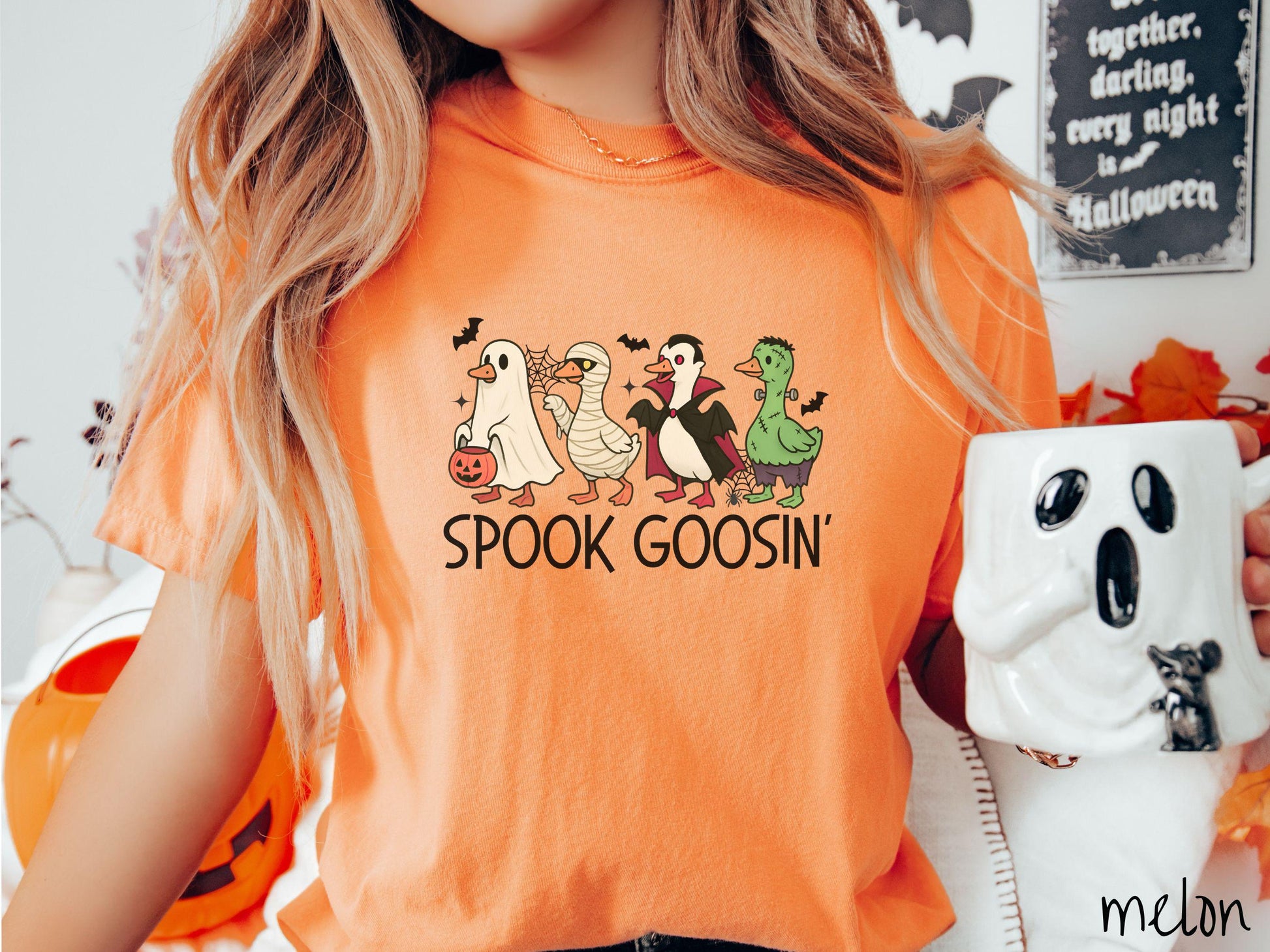 The Spook Goosin' Goose Comfort Colors Shirt, Vintage Halloween Shirt, Cute Spooky Tee, Halloween Gift, Retro Halloween