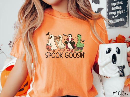 The Spook Goosin' Goose Comfort Colors Shirt, Vintage Halloween Shirt, Cute Spooky Tee, Halloween Gift, Retro Halloween