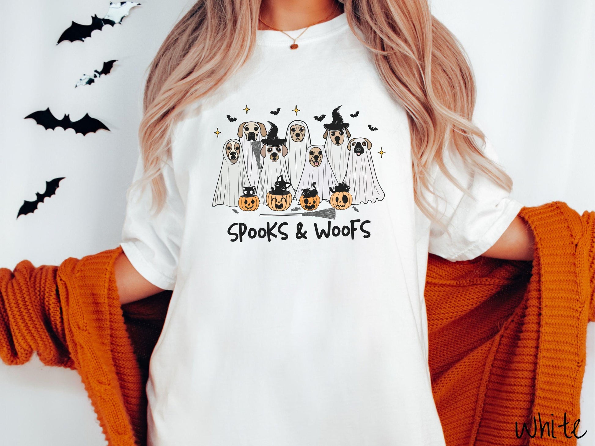 The Spooks and Woofs Comfort Colors Shirt, Vintage Halloween Dog Shirt, Cute Spooky Tee, Halloween Gift, Retro Halloween