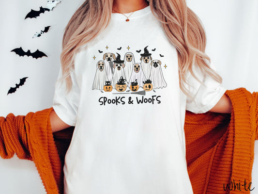 The Spooks and Woofs Comfort Colors Shirt, Vintage Halloween Dog Shirt, Cute Spooky Tee, Halloween Gift, Retro Halloween