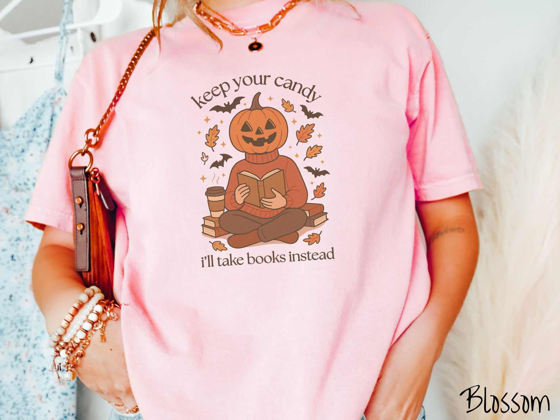 The Cozy Fall Books Pumpkin Comfort Colors Shirt, Warm Cozy Halloween Shirt, Cute Spooky Tee, Halloween Gift, Retro Halloween