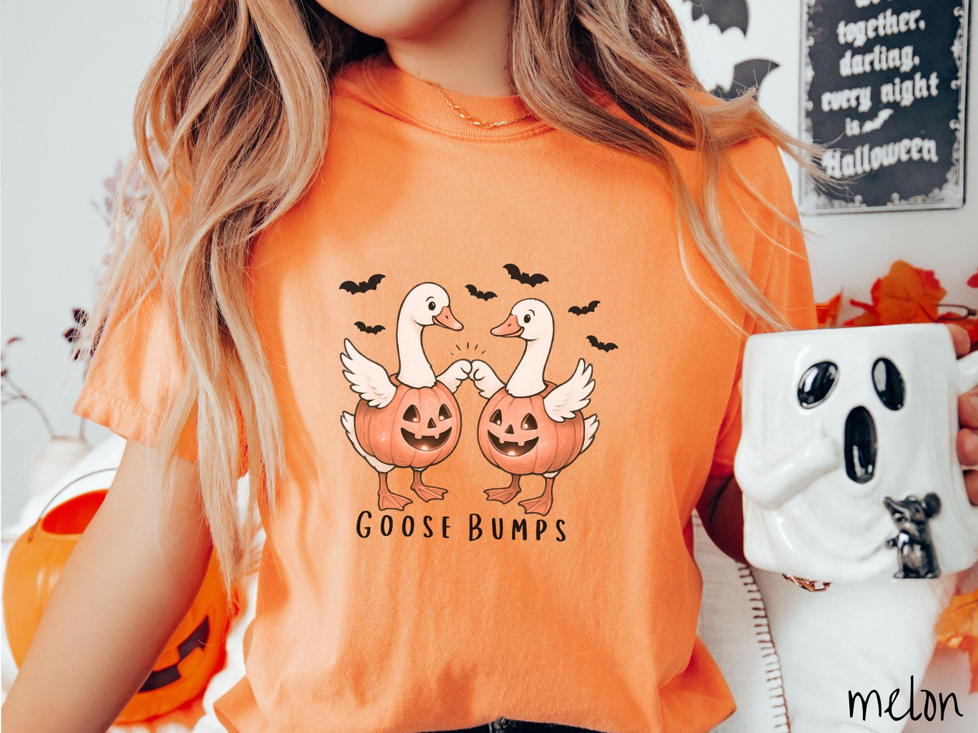 The Halloween Goose Bumps Geese Comfort Colors Shirt, Goose Pun Shirt, Cute Spooky Tee, Halloween Gift, Retro Halloween