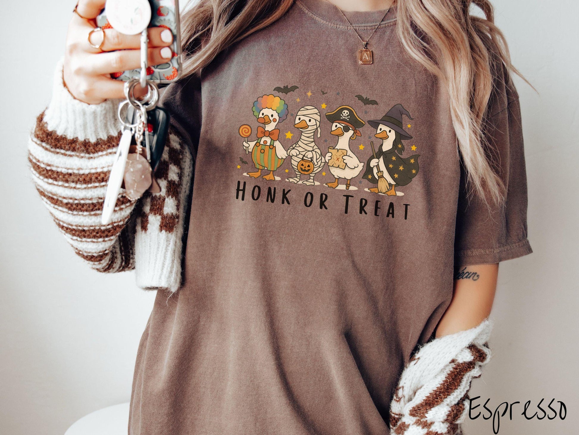 The Honk or Treat Goose Halloween Comfort Colors Shirt, Vintage Halloween Shirt, Cute Spooky Tee, Halloween Gift, Retro Halloween