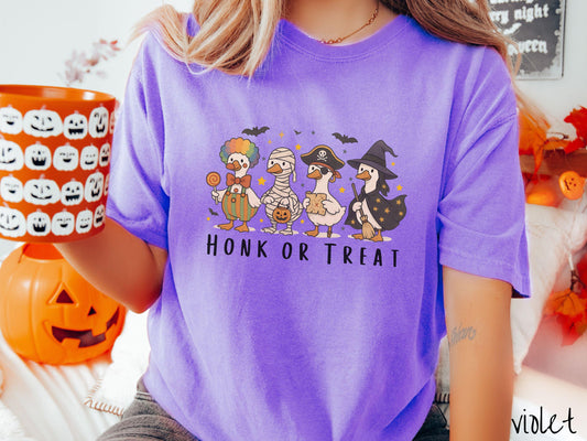 The Honk or Treat Goose Halloween Comfort Colors Shirt, Vintage Halloween Shirt, Cute Spooky Tee, Halloween Gift, Retro Halloween