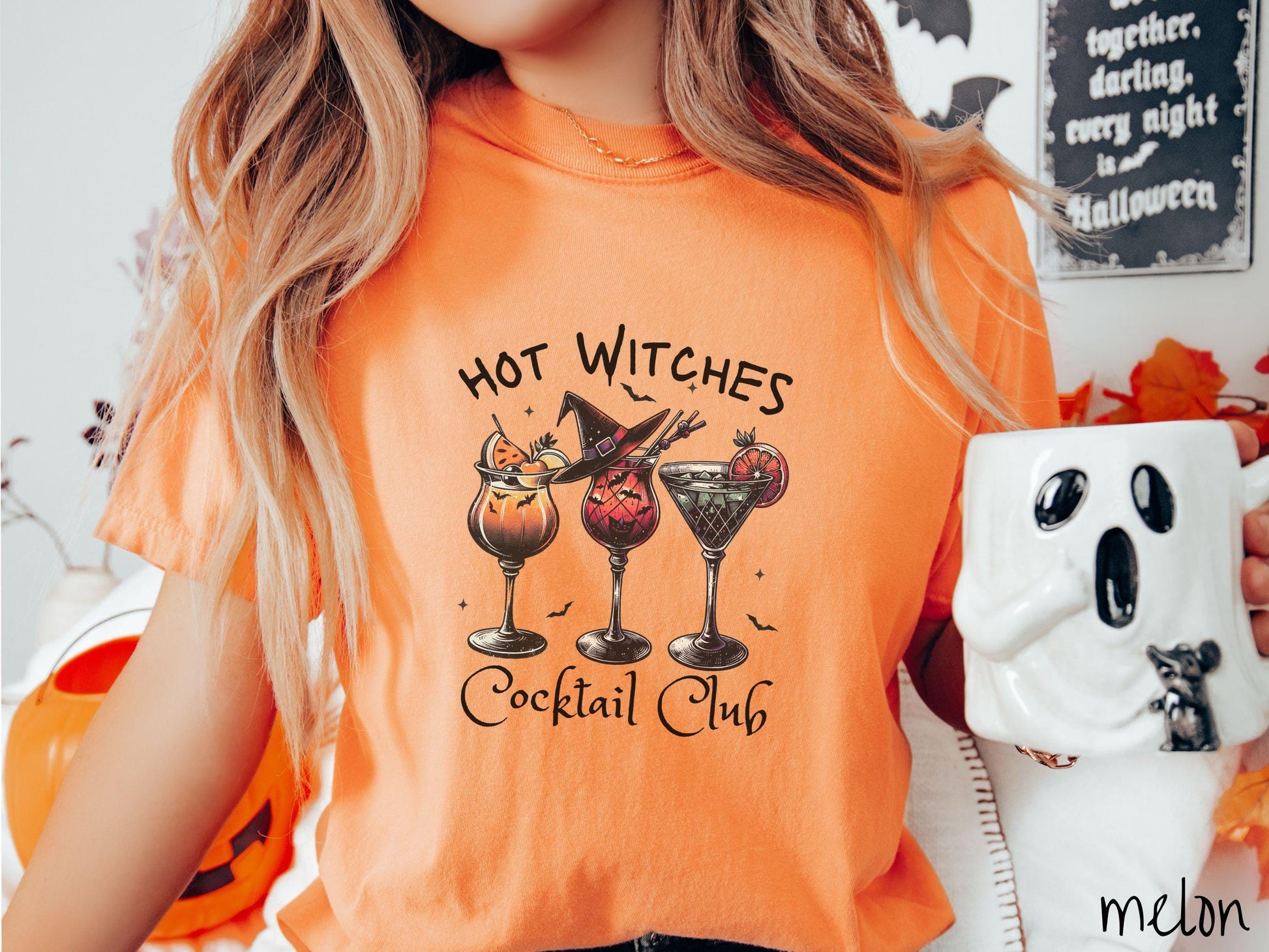 The Bartender Hot Witches Cocktail Club Comfort Colors Shirt, Vintage Halloween Shirt, Cute Spooky Tee, Halloween Gift, Retro Halloween
