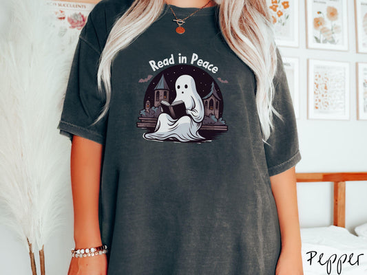 The Teacher Read in Peace Comfort Colors Shirt, Vintage Halloween Shirt, Cute Spooky Tee, Halloween Gift, Retro Halloween