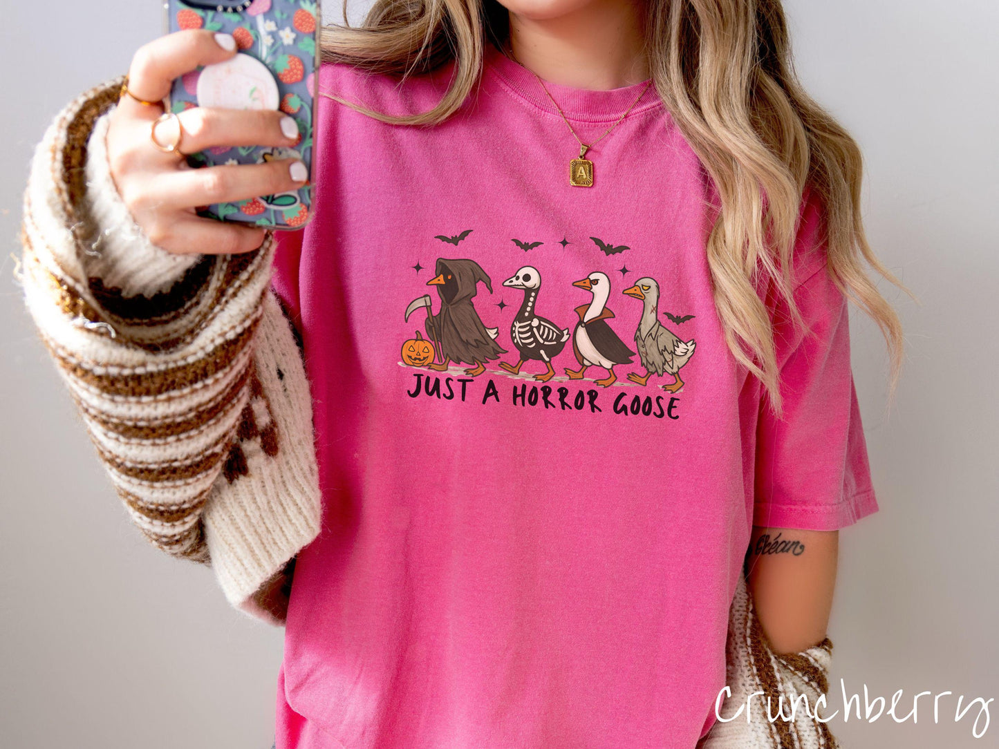 Just a Horror Goose Comfort Colors Shirt, Vintage Halloween Shirt, Cute Spooky Tee, Halloween Gift, Retro Halloween