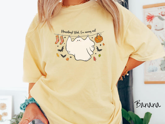 The Haunting Airing Out Ghost Comfort Colors Shirt, Vintage Halloween Shirt, Cute Spooky Tee, Halloween Gift, Retro Halloween