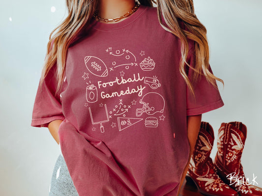 Football Gamedays Comfort Colors Shirt, Gameday Football Tee, Sports Fan Shirt, Casual Sports Night Top, Weekend Apparel
