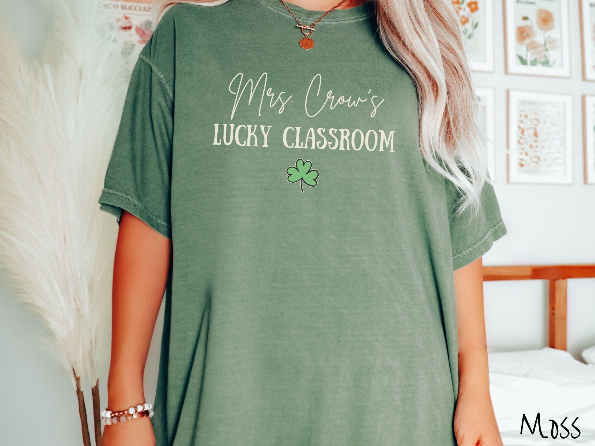 Custom St Patricks Day Teacher Shirt, Personalized Teacher Name Tee, Shamrock Classroom Shirt, Lucky Educator Gift