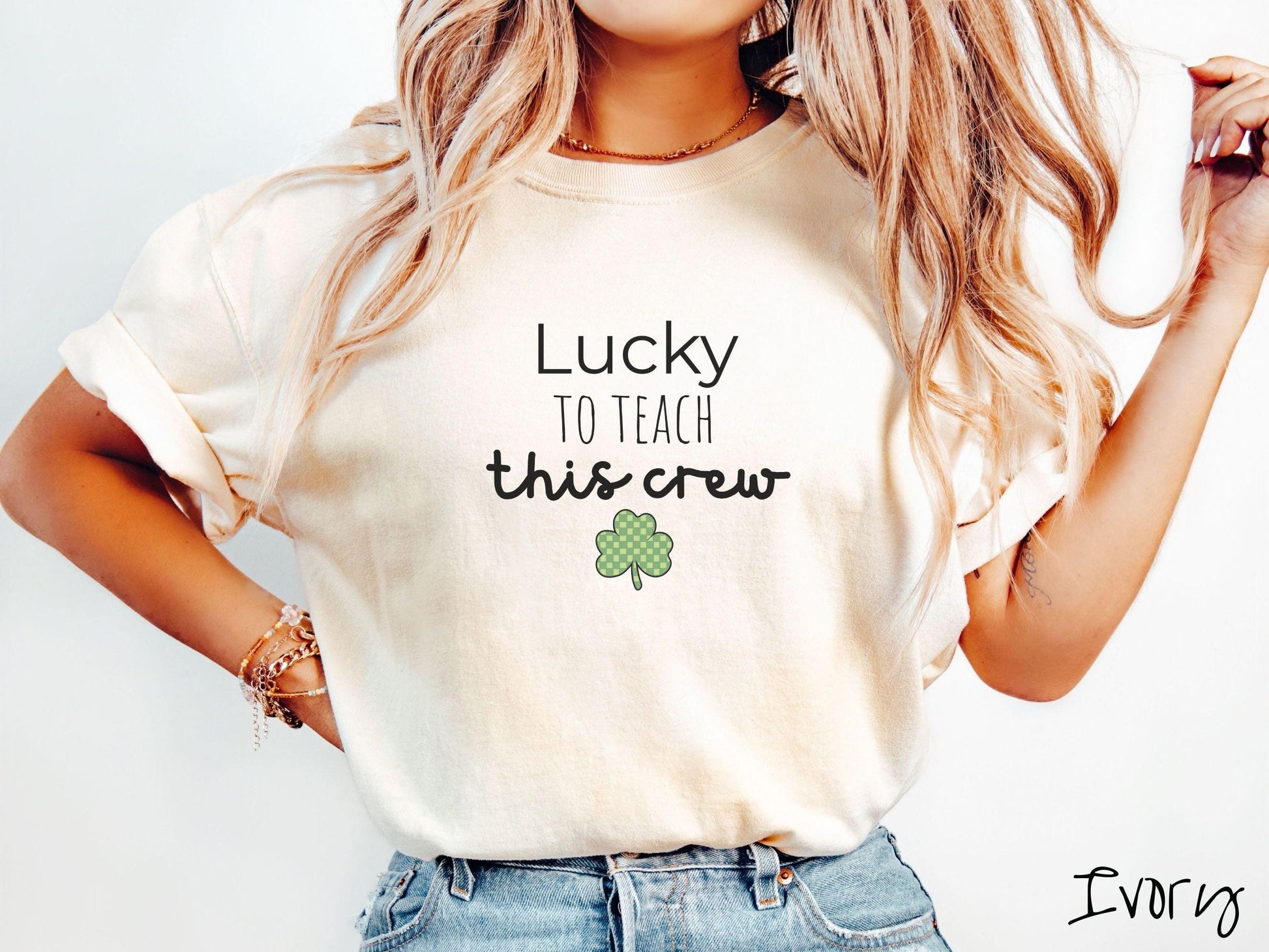 St Patricks Day Teacher Shirt, Minimalist Lucky Teacher Shamrock Tee, Classroom Holiday Shirt for Educators, Simple Holiday