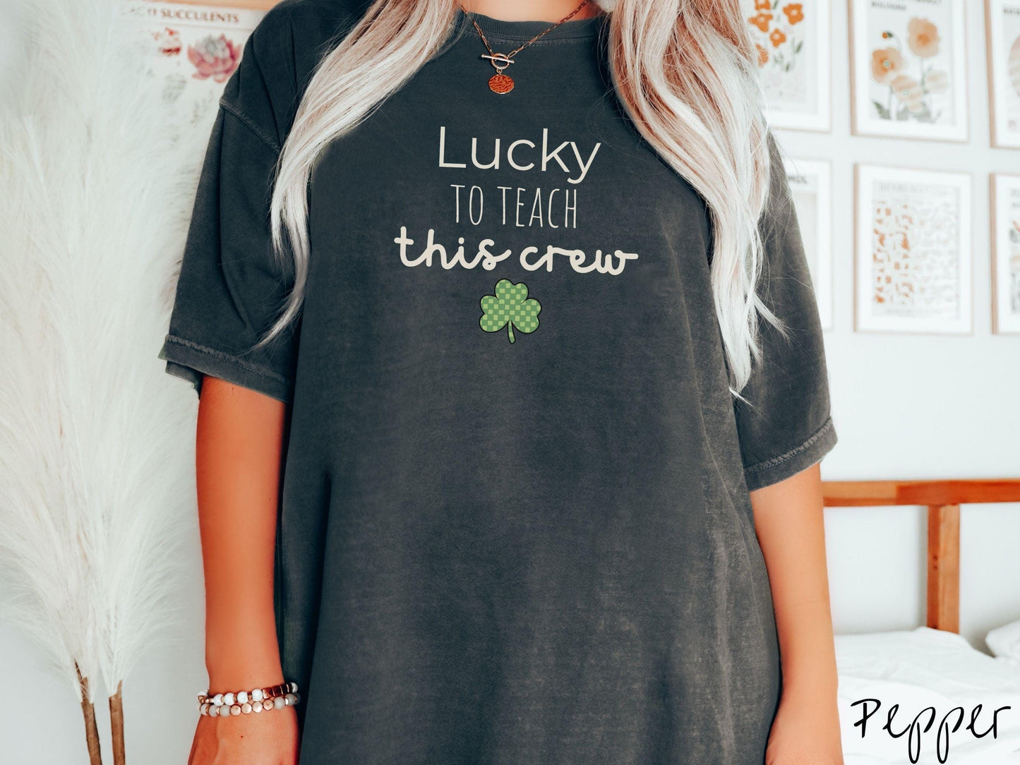St Patricks Day Teacher Shirt, Minimalist Lucky Teacher Shamrock Tee, Classroom Holiday Shirt for Educators, Simple Holiday