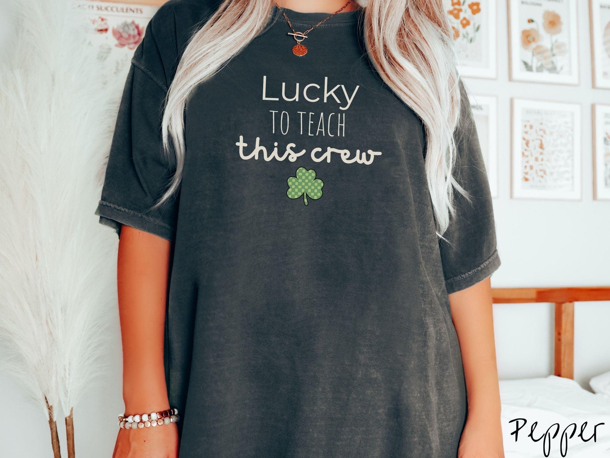 St Patricks Day Teacher Shirt, Minimalist Lucky Teacher Shamrock Tee, Classroom Holiday Shirt for Educators, Simple Holiday